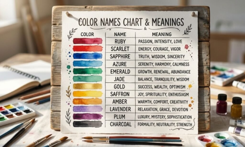 Colour Names Chart with Meanings
