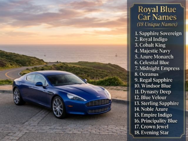 Royal Blue Car Names (18 Unique Names)