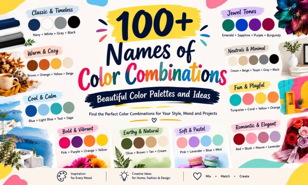100+ Names of Color Combinations: Beautiful Color Palettes and Ideas